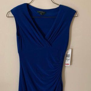 Ralph Lauren Cap-Sleeve Empire-Waist Blue Dress